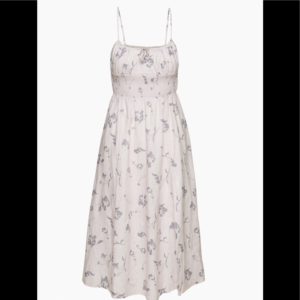 Wilfred Cream Floral Smocked Midi Dress